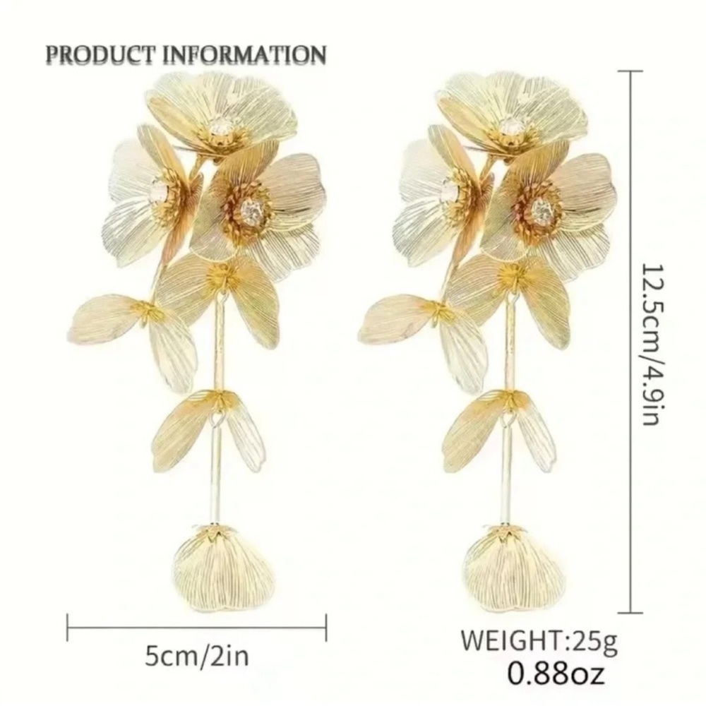 Zara Kate Middleton Cascading Gold Flower Earrings - Picture 4 of 9